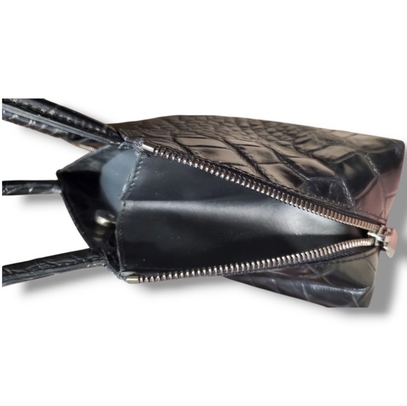 FURLA Vintage Mini Croc Embossed Leather Top Handle Shoulder Handbag - Picture 14 of 16